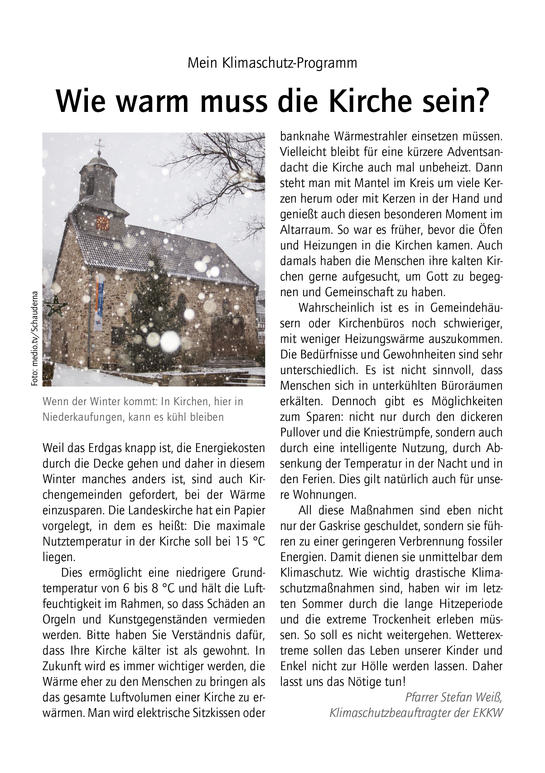 Wie warm muss die Kirche sein?